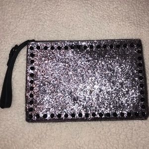 Large glitter clutch with strap